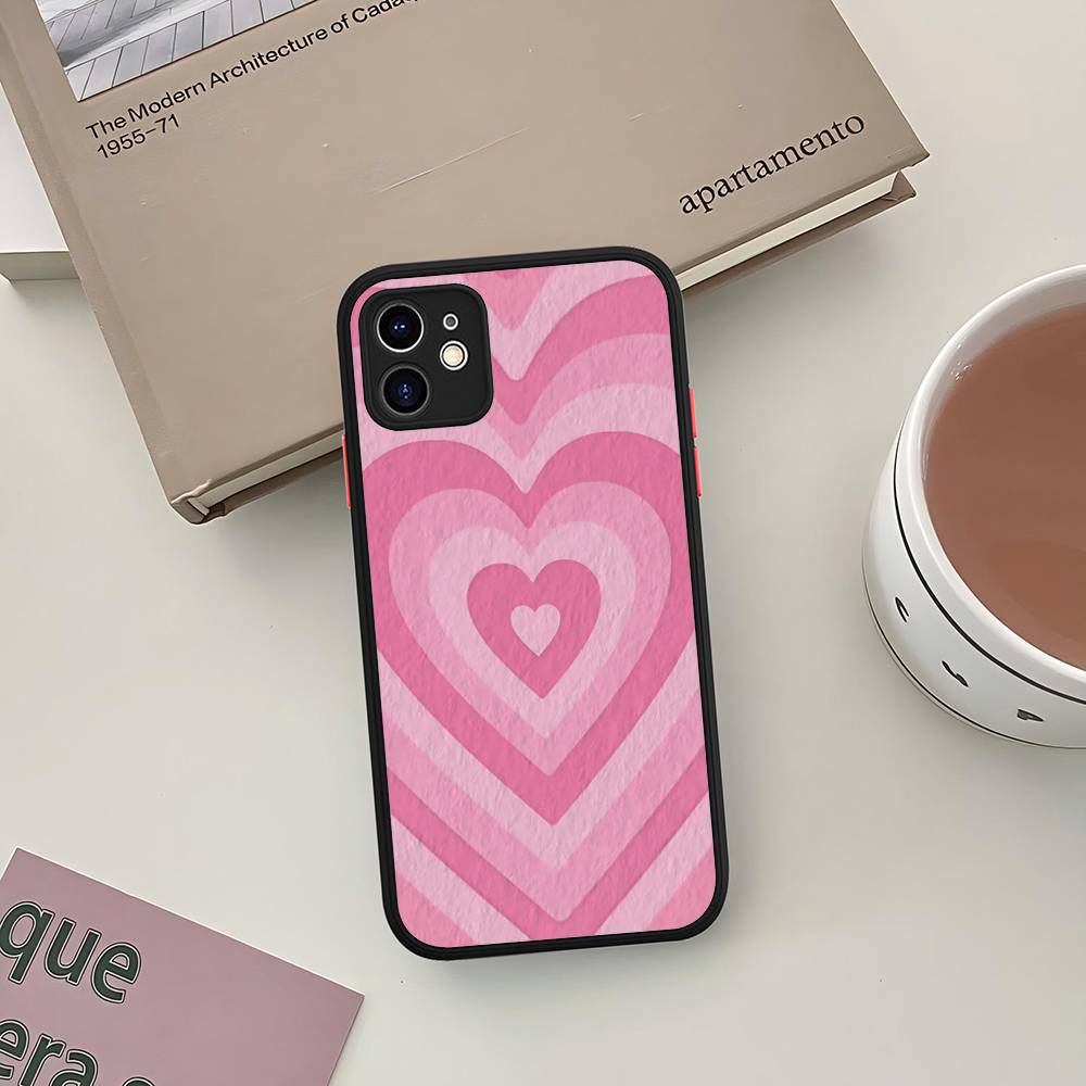 Милый Силиконовый Чехол Сердце Любви Для IPhone 16 15 14 13 12 11 Pro Max Plus X XS MAX Ударопрочный Матовый Чехол