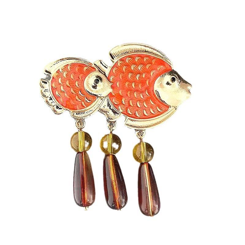 Каждый год есть более чем праздничная личность Рыбы Брошь Эмаль Новогодняя картина Рыба Брошь Свитер Сумка Аксессуары