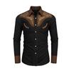 Mens Western Long-Sleeve Shirts Casual Loose Slim Button Down Dress Shirt Tops