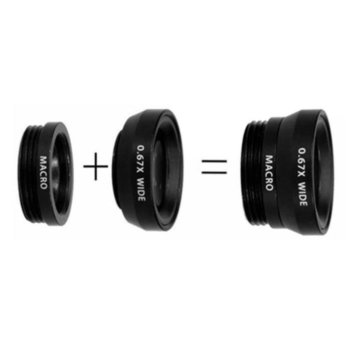 Lentille Objectif 3en1 - OCIODUAL - Grand Angle - Macro - Noir - Smartphone/Tablette