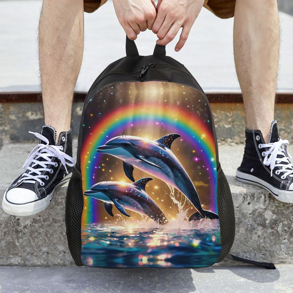 Sunset Dolphins Dancers Sea Creature Dolphin Backpack Hot Sale Daypack Boys Girls BookBag School Bag Shoulder Bags for Men Women