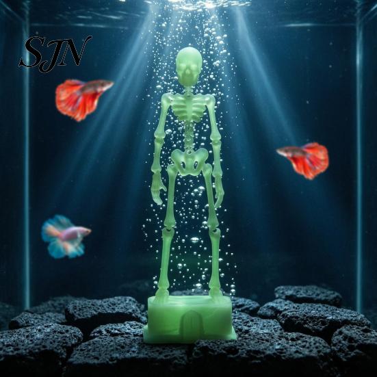 Halloween Aquarium Decorations Dancing Skeleton Bubbler, Air Bubbler with 1m Moving Hose, Fish Tank for Decoration Unique