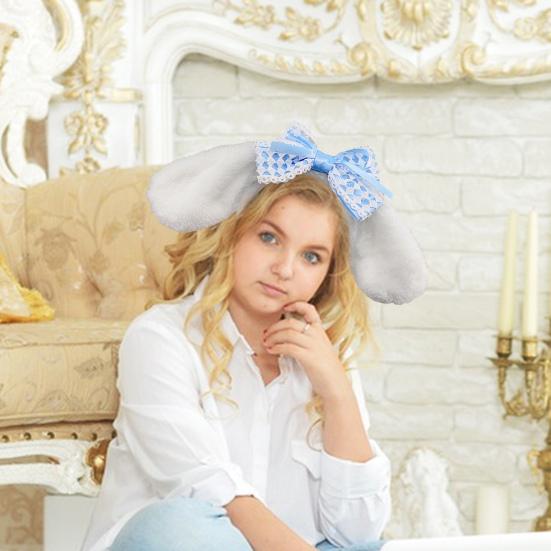 2 шт. повязки на голову для девочек с кружевным бантом, плюшевые животные, длинные уши, декоративный костюм на голову на Рождество