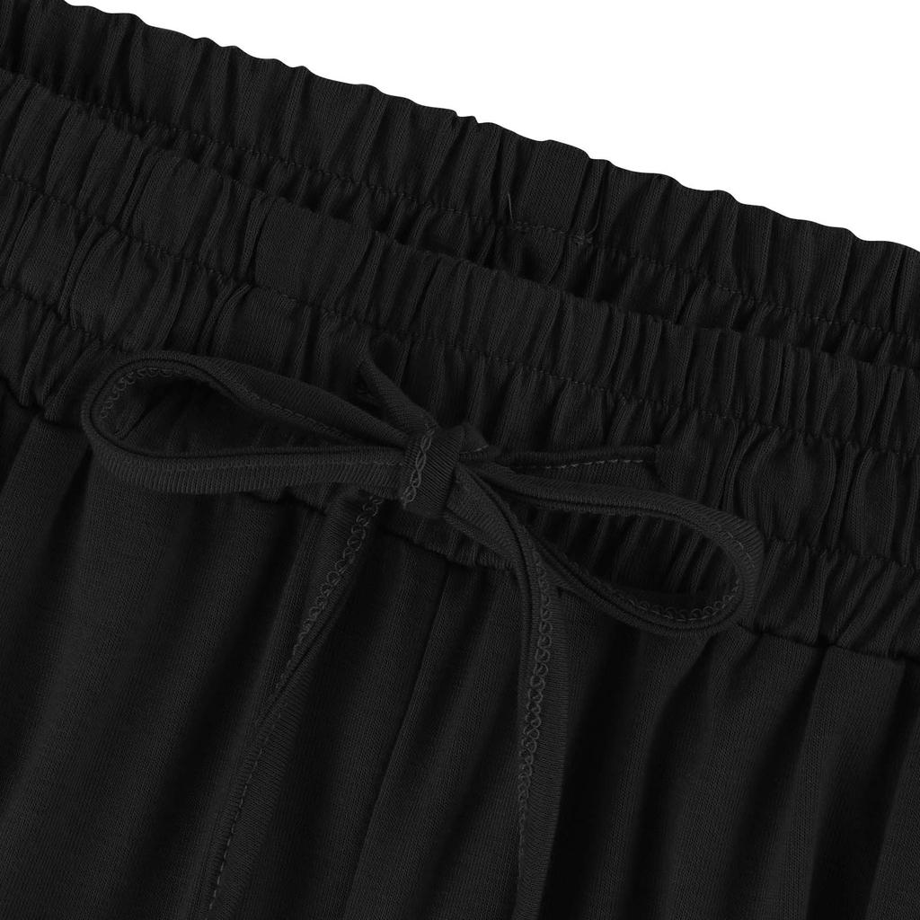 Женские свободные укороченные брюки, широкие брюки для йоги на шнурке, удобные брюки с карманами