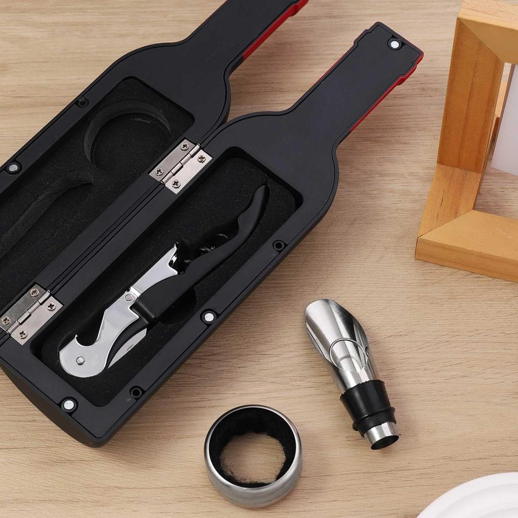 Lunari Wine Tool Bottle Drip Sommelier Knife Multifunctional with Storage Case 3-Piece Set Opener, Pourer, Ring, -
