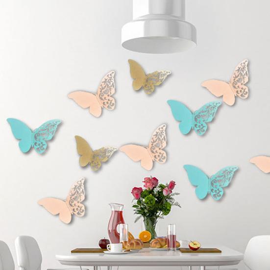 36 шт. 3D украшение на стену в виде бабочек, полые крылья, бумажные бабочки, наклейка в форме, украшение для стен дома, офиса, гостиной, спальни