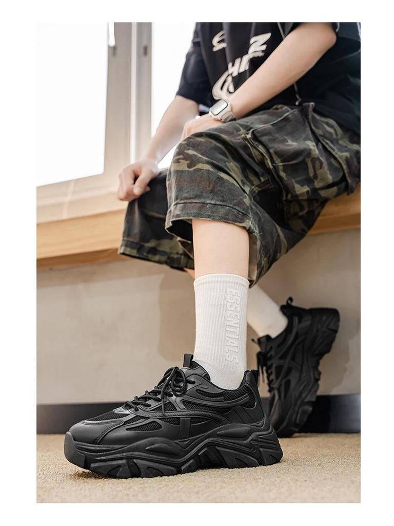 Весенние мужские дышащие белые сетчатые кроссовки - Модные повседневные кроссовки на толстой подошве для папы