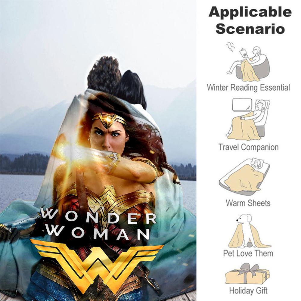 1pc Wonder WomanOutdoor Flannel Blanket Soft Plush Decor for Picnics, camping,Bedroom, Playroom, or Lunch Breakn1202A