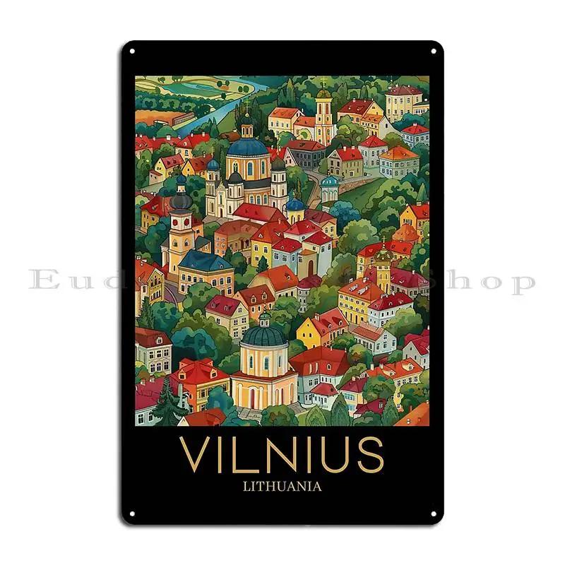 Vilnius Lithuania Vintage Retro Minimal Travel Poster Metal Plaque Poster Wall Decor Classic Custom Cinema Mural Tin Sign Poster