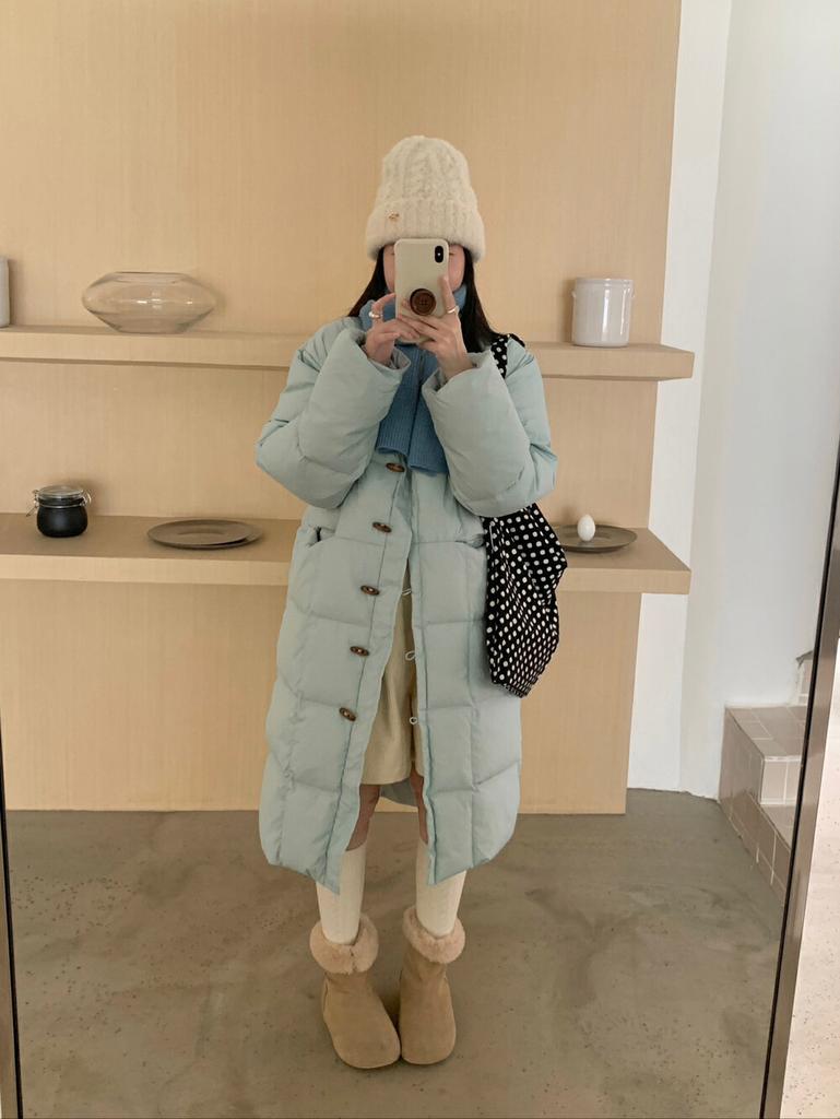 Длинная роговая пряжка пуховик женский 2024 зима новый высококачественный милый свободный теплый пиджак