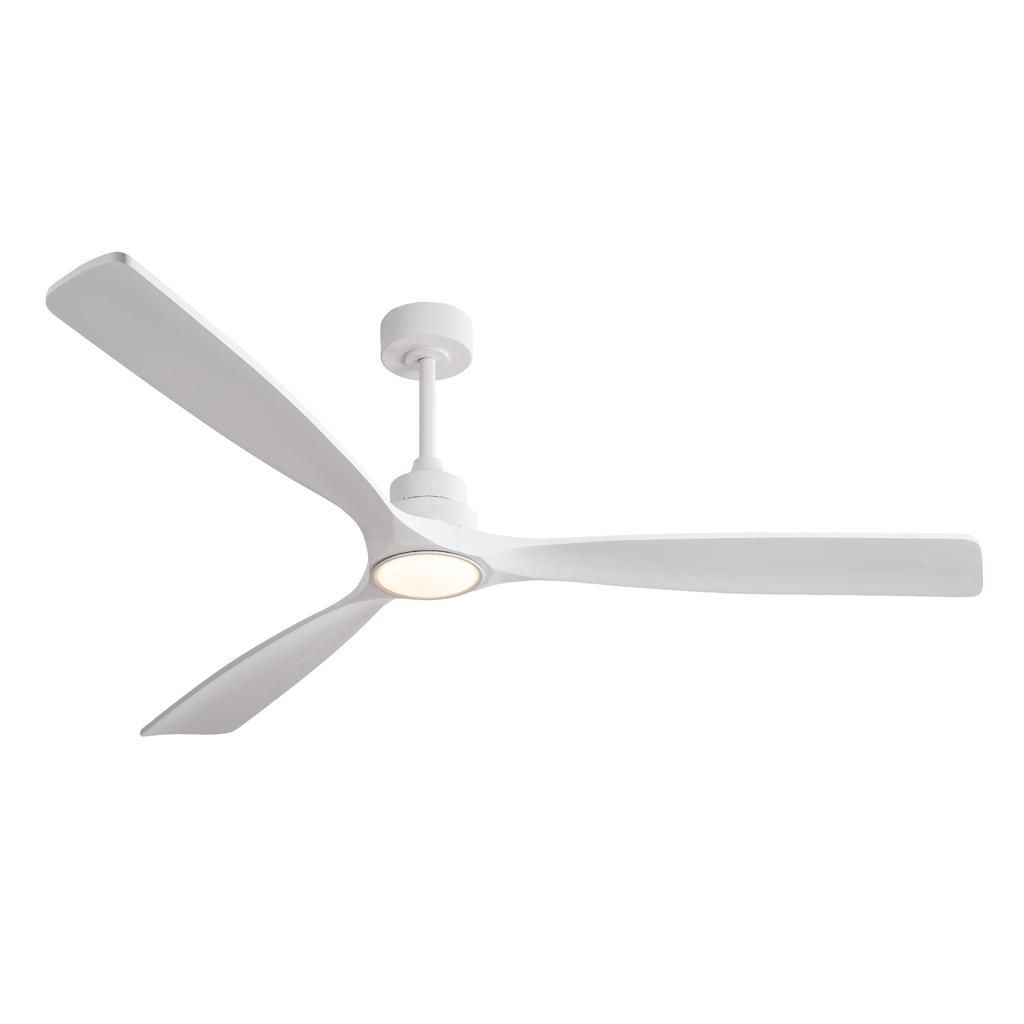 70-inch ceiling fan, pure white, three-blade wood propeller, wireless remote, 3CCT, Reversible DC Motor, Six Speed Settings, Power-Off Memory