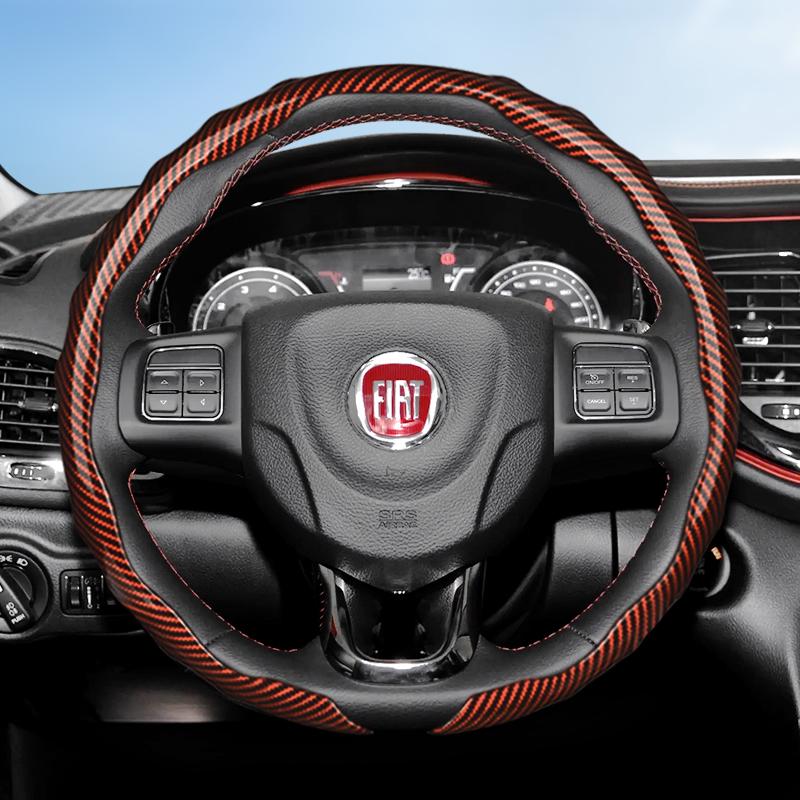 Подходит для Fiat Чехол на руль с текстурой под карбон, защелкивающийся, волнистый, спортивный дизайн, защитный чехол Topolino 600 Hybrid Grande Panda