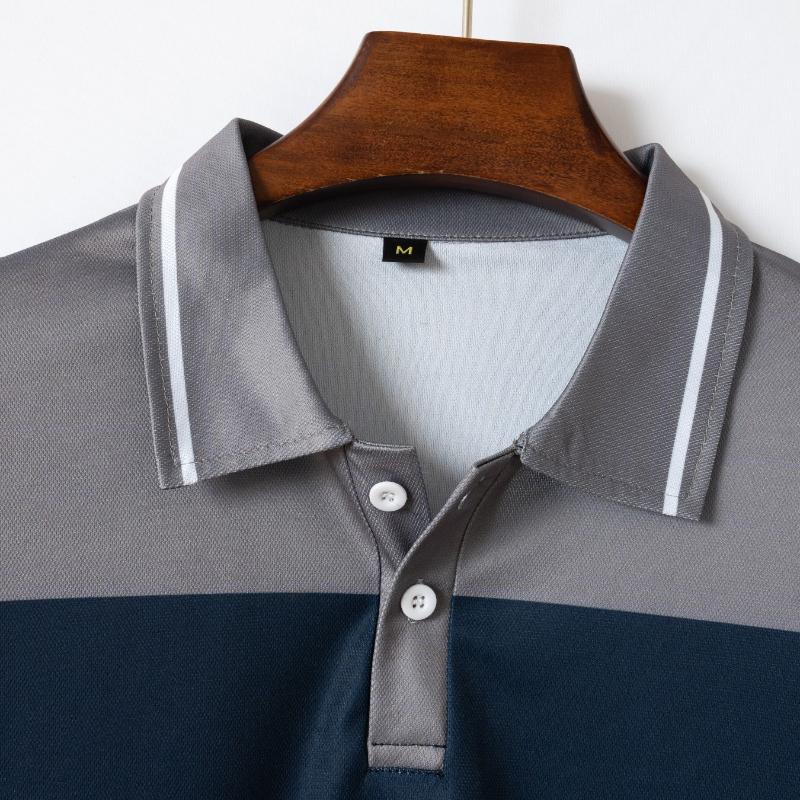 2025 Summer Men's New Printed Lapel Button Versatile T-shirt