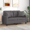 VidaXL 2-seater Sofa with Pillows Grey 120 Cm Faux Leather, Sofa, Loveseat, Living Room Sofa, Sofas, Upholstered Sofa, 3200800