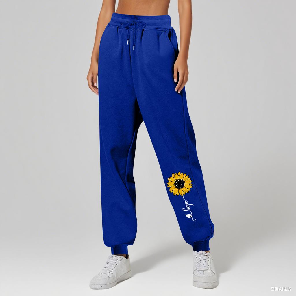 Ladies' Printed Unisex Casual Pocket Drawstring Pants