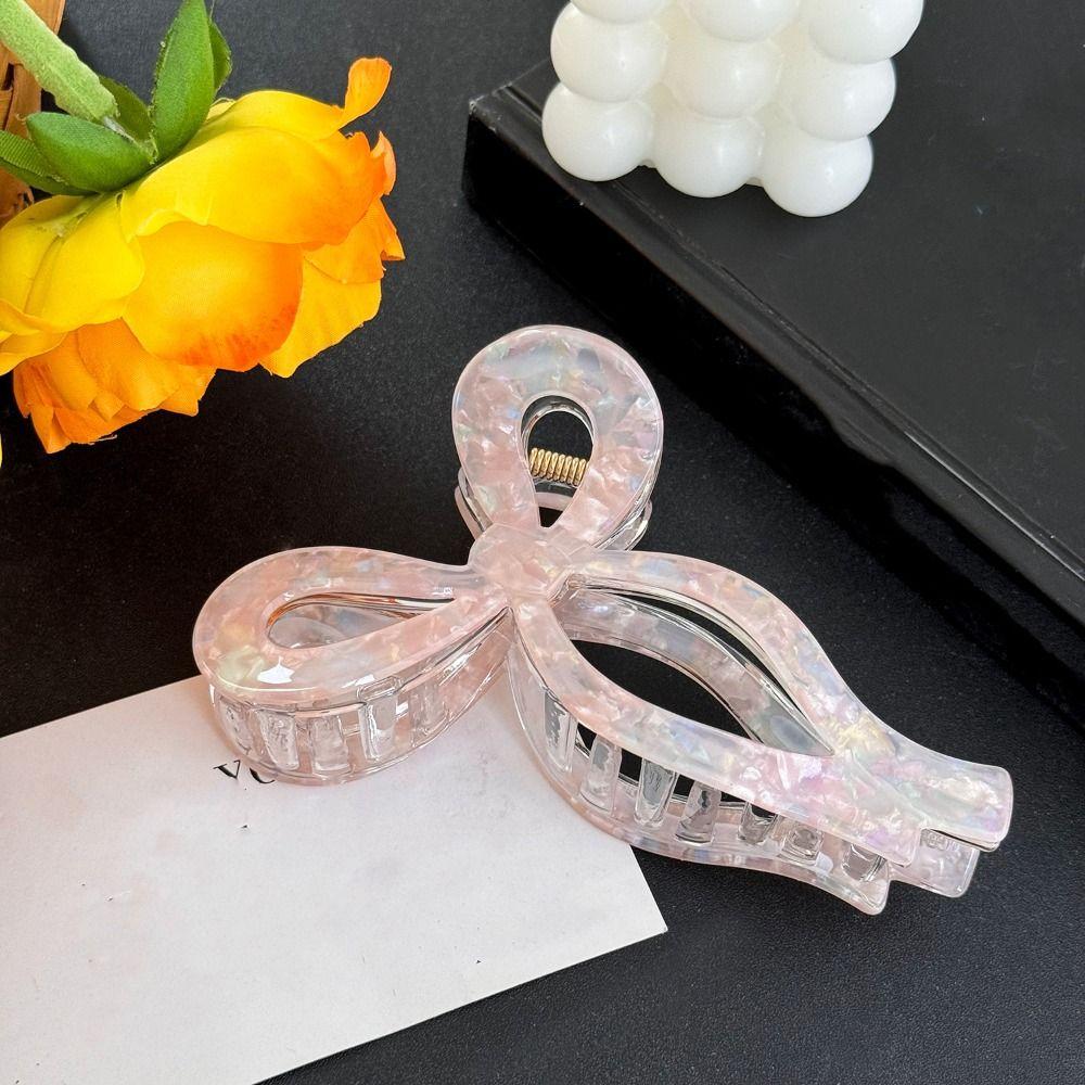 Colorful Acetate Grab Clip Korean Style Large Shark Clip Elegant Bow Hair Claw  Ladies