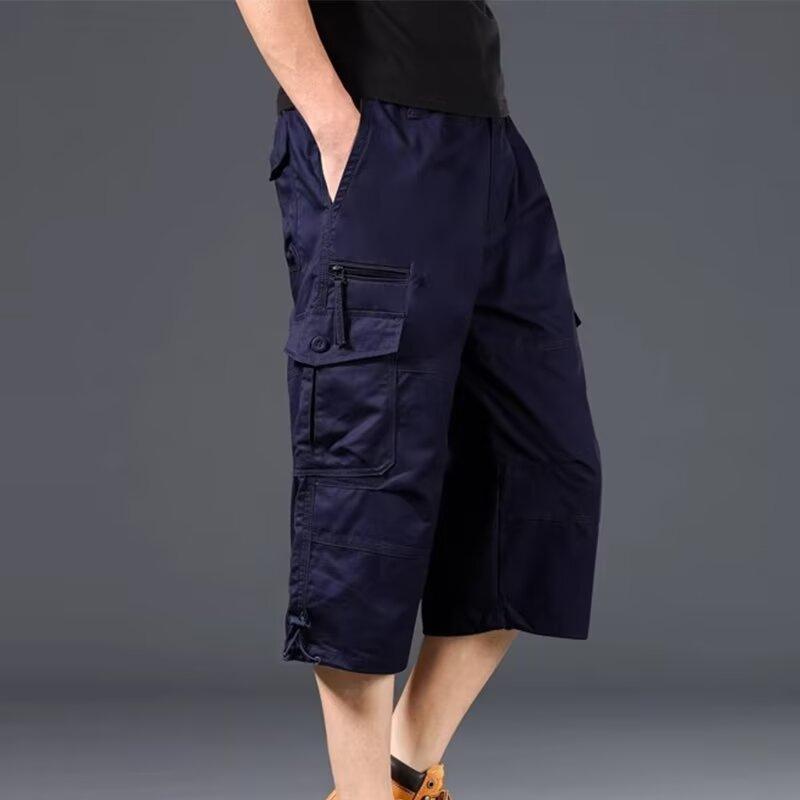 Men's Work Pants Casual Shorts with Pockets Men's Knee Length Summer Sports Shorts