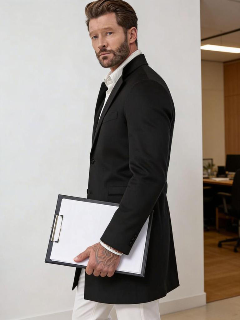 Модное мужское шерстяное пальто средней длины однобортное 2025 года