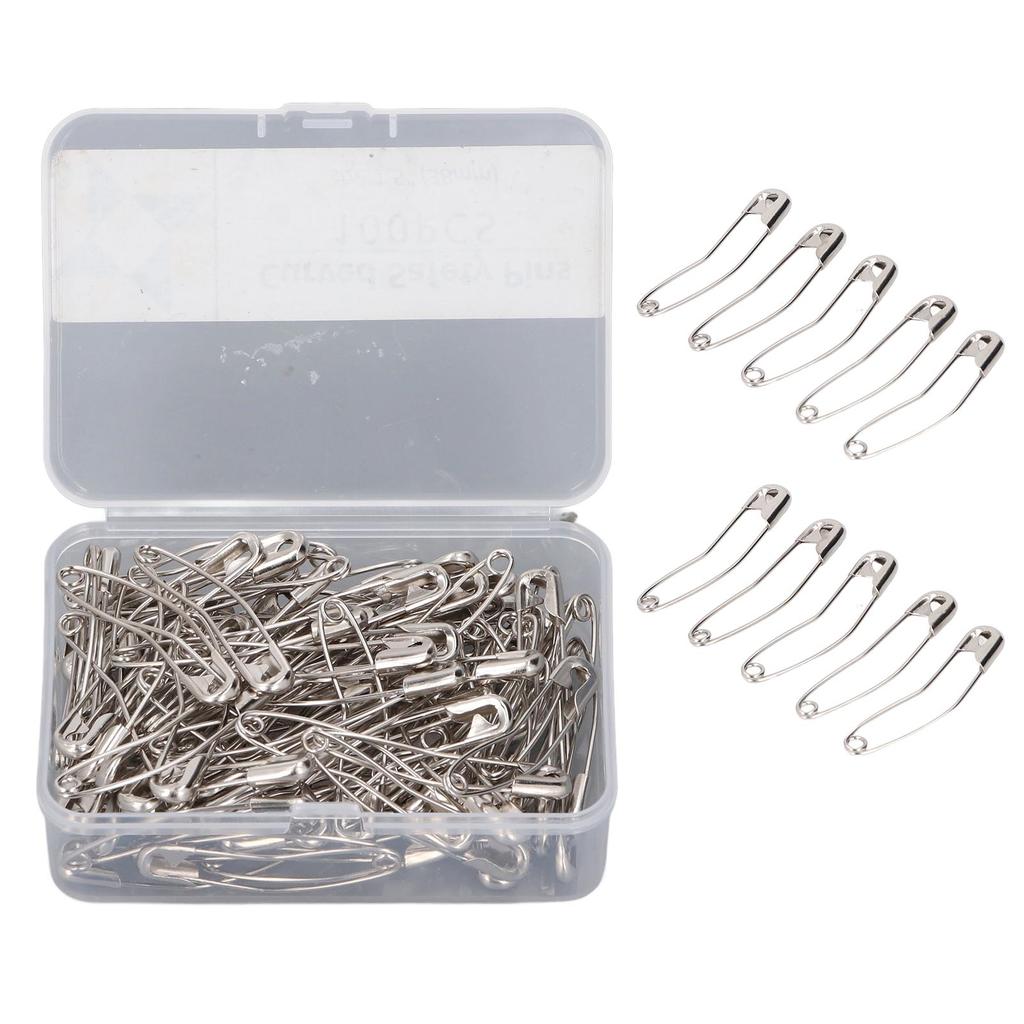 Curved Security Pins High Strength Rustproof Steel Wire Bent Pins for Quilting Sewing Knitting 1.5 Inch 100PCS
