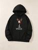 Women Casual Fashion Wine Deer Print Hooded Sweatshirt Kangaroo Pocket Comfort Drawstring Pullover For Autumn Winter