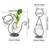 Simple Cat Iron Art Hydroponic Plant Vase Clear Glass Vase Plant Flower Pot Flower Arrangement