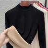 Autumn and Winter Women's Clothing Containing Wool and Silk Bottoming Shirt Women's Inner Heating Fleece Warm Turtleneck Top with Fleece and Thicker