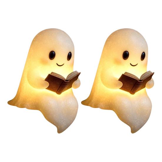 Ночник-призрак Настольная лампа-призрак для чтения книг Мультяшная прикроватная лампа-призрак для украшения на Хэллоуин Подарок для любителей книг