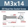 Yigu 201 Stainless Steel Cup Head Hexagon Screws and Bolts - M3, M4, M5, M6