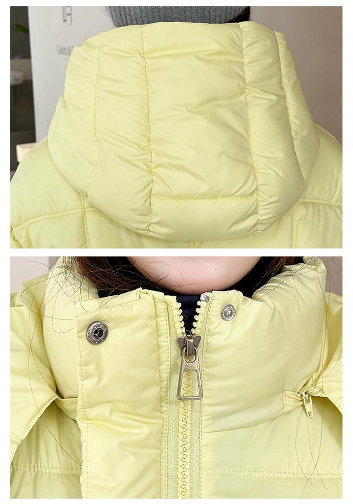 Korean Style Women's Contrast Color Hooded Cotton Puffer Jacket - Thick, Warm, Winter 2026 Student Coat