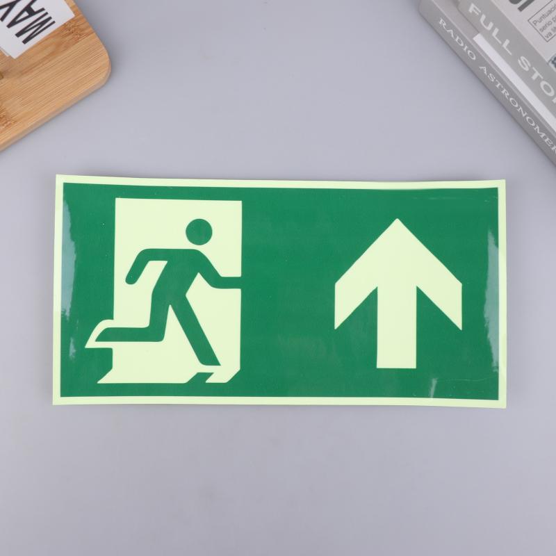 New 1 Luminous Exit Sign - Emergency Evacuation Safety Wall Decal, Photoluminescent Fire Evacuation Indicator With Green Border