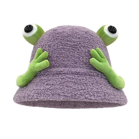 Зимняя панама мультяшного дизайна с 3D лягушкой, утолщенная плюшевая шляпа рыбака, женский аксессуар для активного отдыха