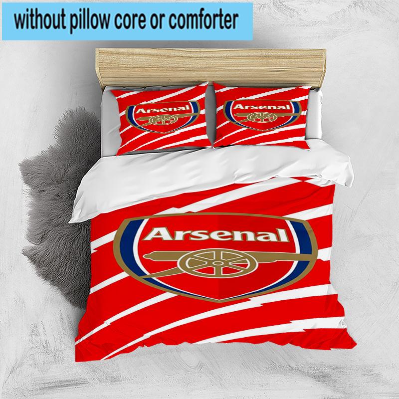 3pcs Arsenal Football Club Crest Printed Bedding Set Duvet Cover Closure Includes 1 Duvet Cover & 2 Pillowcases Bedding Sets Home Decor Gifts