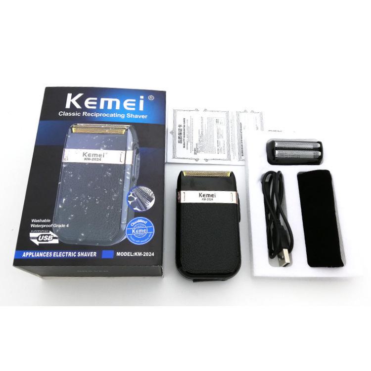 KEMEI KM-2024 USB Перезаряжаемая Бритва с Двойной Сеткой: Золото/Серебро, Стираемый.
