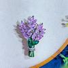 Faux Crystal Lavender Flower Brooch Rhinestone Elegant Girls Business Suit Lapel