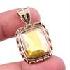 Natural Lemon Quartz 925 Solid Sterling Silver Jewelry TwoTone Pendant 1.5" K1N54