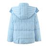 Womens Winter Striped Hooded Cotton Puffer Coat Warm Casual Commute Outerwear