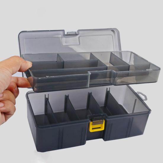 Двухслойная коробка для рыболовных приманок с регулируемыми разделителями, прозрачная, портативная, водонепроницаемая, прочная