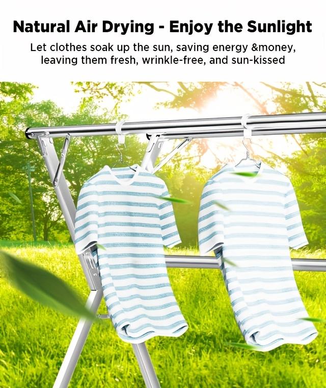 Stainless Steel Folding Retractable Clothes Drying Rack, 42.52-62.99 or 48.43-78.74 Inch, Indoor Outdoor Laundry Use