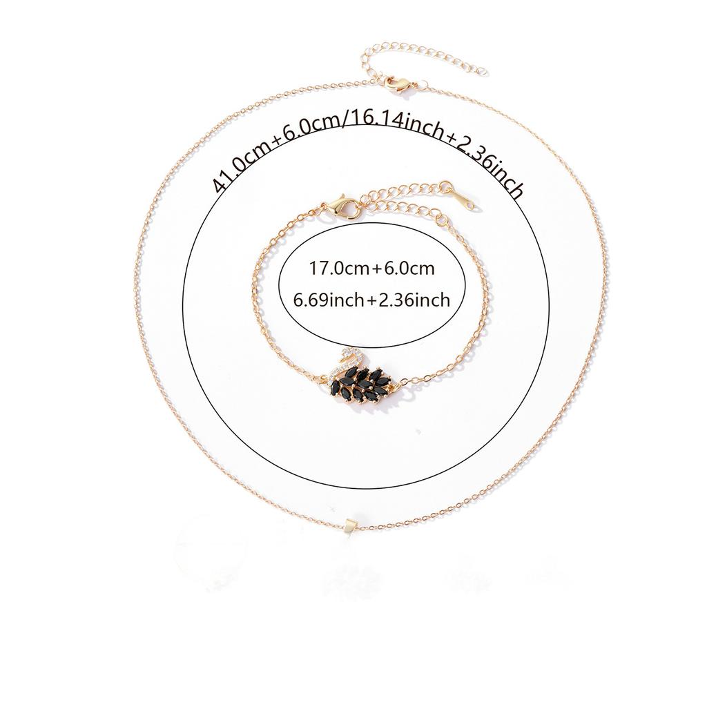 Luxury Swan Zircon Necklace, Earrings, Ring, Bracelet Set for Women - High-end Fashion Accessory Four-piece Set