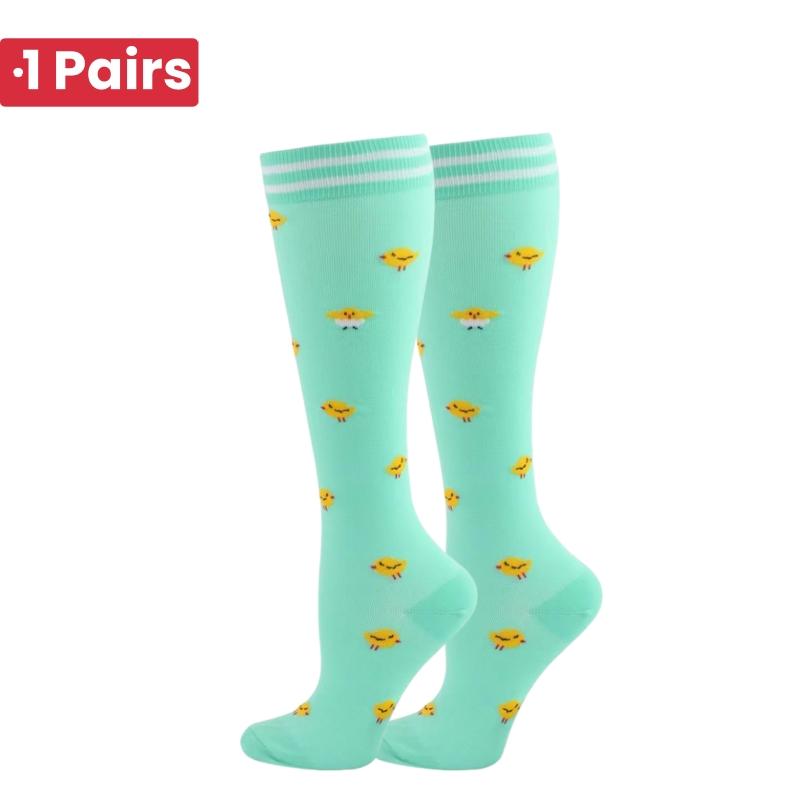 1 Pair Cute Cat Compression Socks Knee High 20-30 Mmhg Fit Medical Edema Diabetes Varicose Veins Running Sports Socks