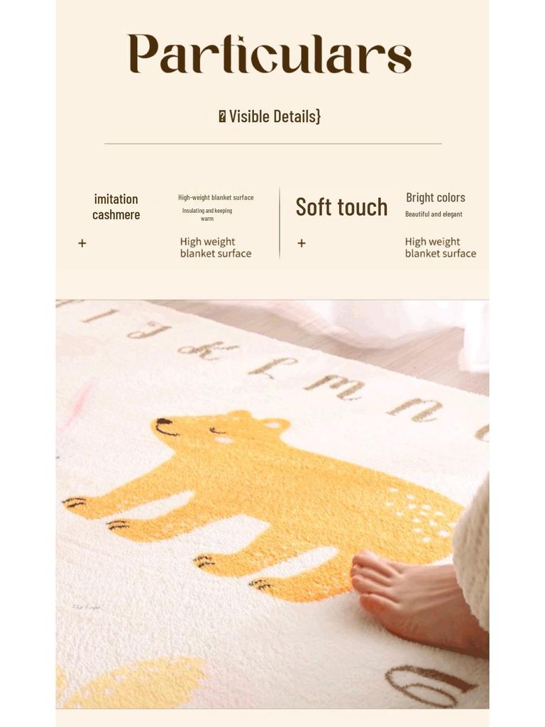 Детский мультяшный плюшевый прикроватный коврик - Искусственный кашемир, Милый и утолщенный напольный коврик для спальни девочки.