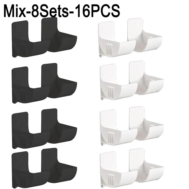 16PCSWall Mounted Non-Punch Storage Tray Kitchen Shelf Plastic Wrap Garbage Bag Refrigerator Side Bathroom Bedroom Storage Shelf