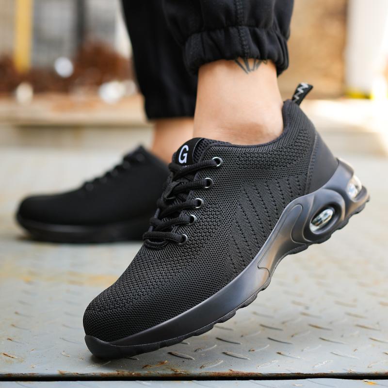 Mesh Breathable Safety Shoes Steel Toe Shoes Men Puncture-Proof Work Sneakers Male Shoes Work Indestructible Kevlar Insoles Shoe