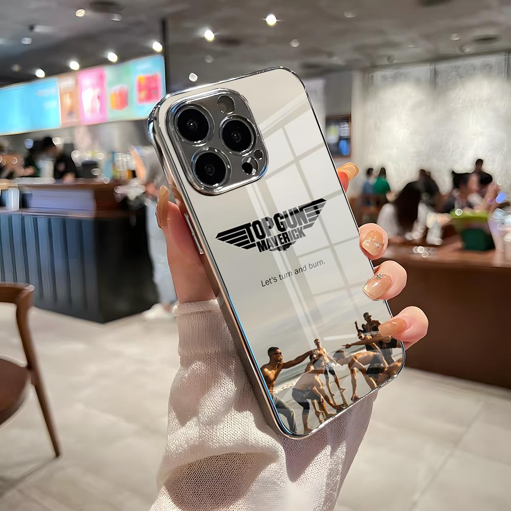 Чехол для телефона Top Gun Maverick Для iPhone 17 Pro Max 15 Pro 16 14 Plus 12 13 Mini 11 Pro Ударопрочный Электрооplated Стеклянная Крышка