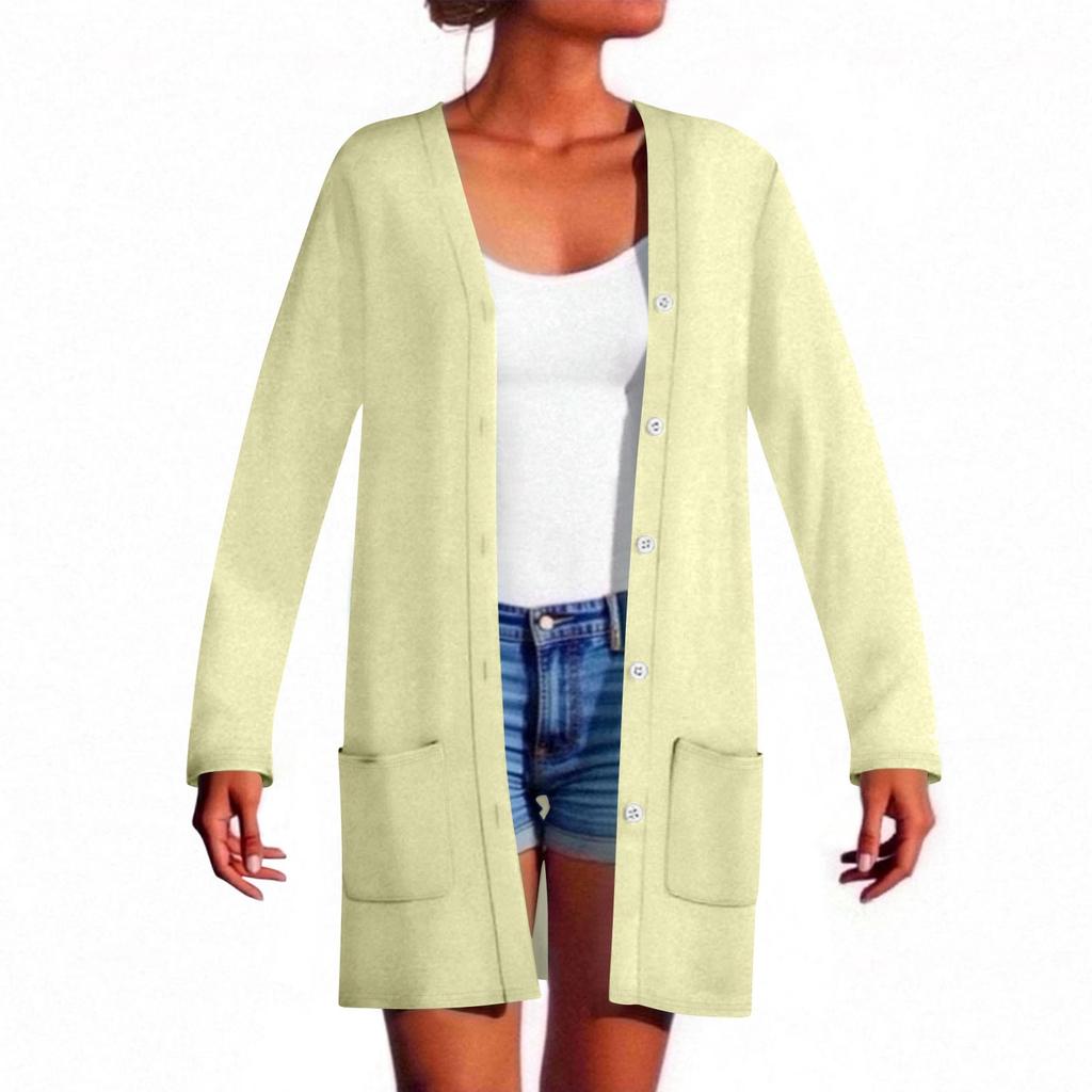Women's Long Sleeve Cardigan Casual Jacket With Pockets Top