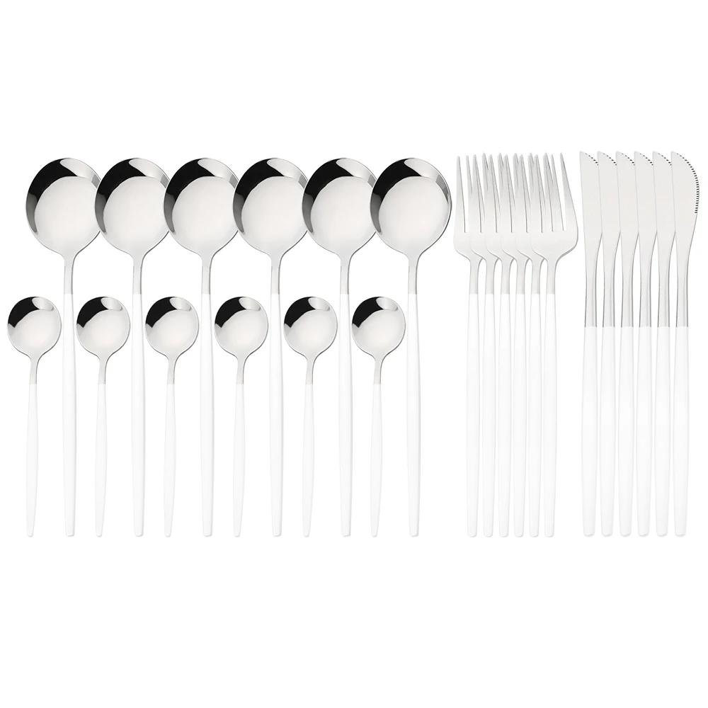 Набор столовых приборов из 24 предметов из синей серебристой нержавеющей стали, кухонная вилка, ложка, нож, набор столовых приборов в западном стиле, набор столовых приборов