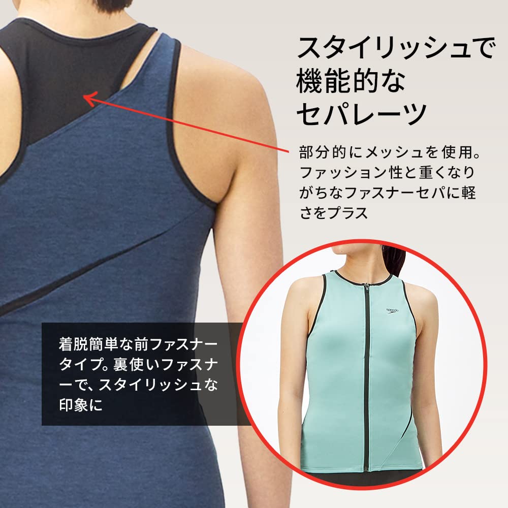 Speedo Diagona Zip Separates Fitness Dusty XOT Women's Swimsuit, Green,