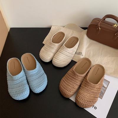 Летние женские закрытые носки дышащие мюли тапочки модные неглубокие слипоны женские лаконичные пляжные платья обувь