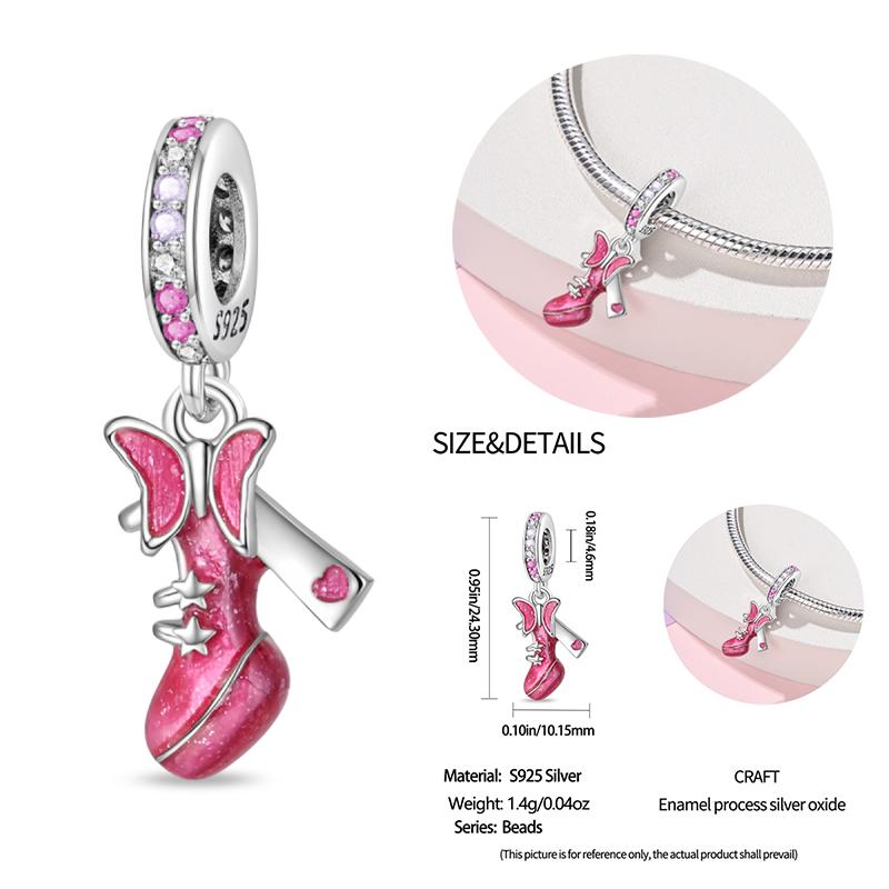 New Copper Bow Star Love Pink Series Charm Beads Suitable For 3Mm Original Bracelet Diy Fashion Jewelry Gift