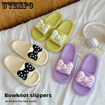 Мягкие удобные шлепанцы для дома, бассейна, прогулок с бантом